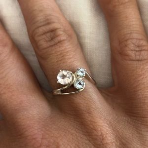 Sterling Silver Triple Gemstone Ring